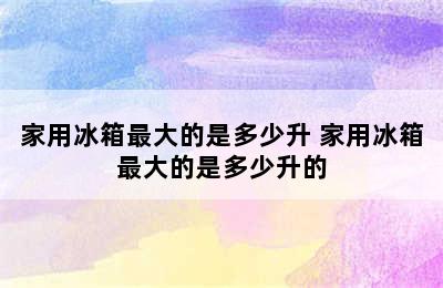 家用冰箱最大的是多少升 家用冰箱最大的是多少升的